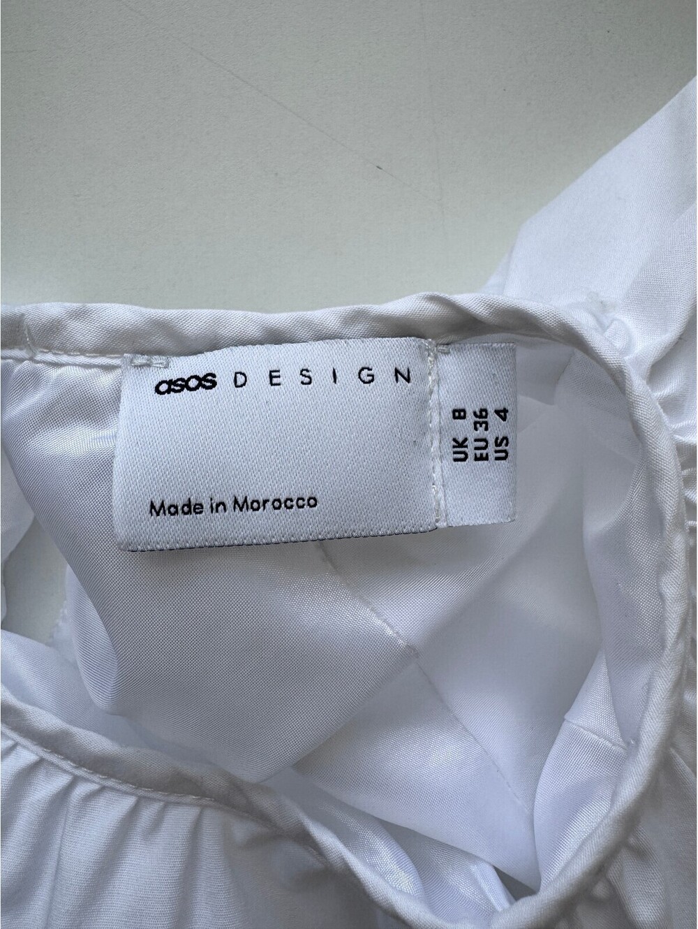 ASOS Design White Bubble Hem Mini Dress Puff Sleeve Babydoll Coquette Womens 8 - Picture 5 of 9